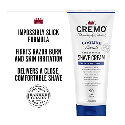 Cremo Barber Grade Cooling Shave Cream & Cooling Formula Post Shave Balm, Soothes, Cools And Protects Skin From Shaving Irritation, Dryness and Razor Burn, 4 Oz