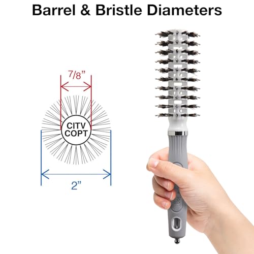Olivia Garden Ceramic + Ion Turbo Vent Pro Hair Brush - Round Dry Brush - Not Electrical - Professional Blowout Brush for Fine Hair - For Short and Medium Lengths
