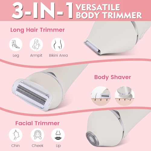Electric Razor Bikini Trimmer for Women Rechargeable Painless Shaver for Body Hair IPX7 Waterproof Cordless LED Display for Women Underarm Public Hairs