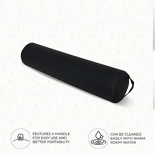 ForPro Full Round Bolster Pillow, Black, Oil and Stain-Resistant, for Massage and Yoga, 6¡± R x 26¡± L