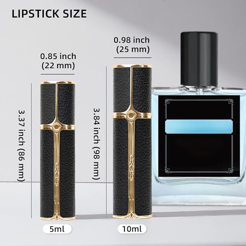 BF00 Leather Perfume Bottle 5ml ? Bottom-Fill Refillable Dispenser, Leak-Proof & Portable for Men & Women, Ideal for Travel, Gifting & Daily Use (BKB)