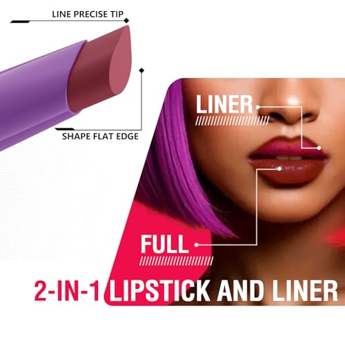 LANGMANNI 8Pcs 2-in-1 Velvet Matte Lipstick Set | All-in-One Lip Liner & Full-Size Lipstick in Unique Teardrop Shape,Gift For Women Makeup Set