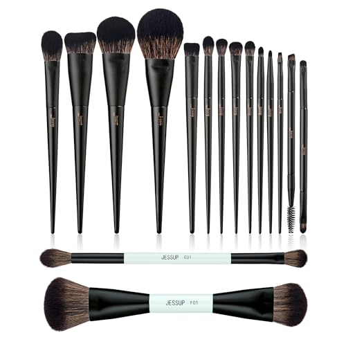 Jessup Makeup Brushes 14Pcs T336 Bundled with Double Sided Makeup Brushes Set T502
