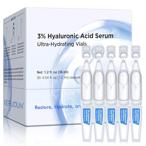 3% Hyaluronic Acid Serum Ultra-Hydrating Vials, 30 Pack Skin Repair Hyaluronic Acid Tubes, Single-Use Anti-Aging serum for face Wake Nature Perfection Tubes Vials (#1)