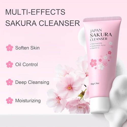 INSEEK Sakura Skin Care Set for Teen Girls Women, Hydration Skincare Gift Set, Deeply Cleanse Pores, Long-Lasting Moisturizing, Improve Dull Skin, Reduce Wrinkles & Fine Lines, Restore Elasticity