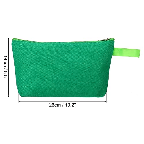 PATIKIL 10.2 x 5.5 Canvas Makeup Bags with Strap, 10 Pack Pencil Multipurpose Cosmetic Zipper Bag Case Travel Toiletry Storage Pouch Organizer for Home Office, Green