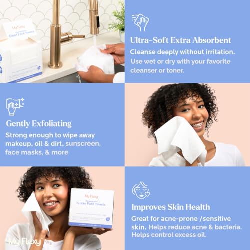 Disposable Face Towels XL for Skin Care & Makeup Removal ? 100% Biodegradable Towelette, Face Wash Cloth, Disposable Face Towel for Skincare, Facial Towels, Dry Wipe, Hypoallergenic -50 Count