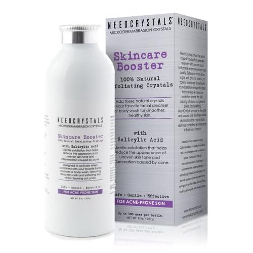 NeedCrystals Microdermabrasion Crystals, DIY Face Scrub with Salicylic Acid. Natural Facial Exfoliator Improves Scars, Blackheads, Pore Size, Blemishes & Skin Texture. 8 oz