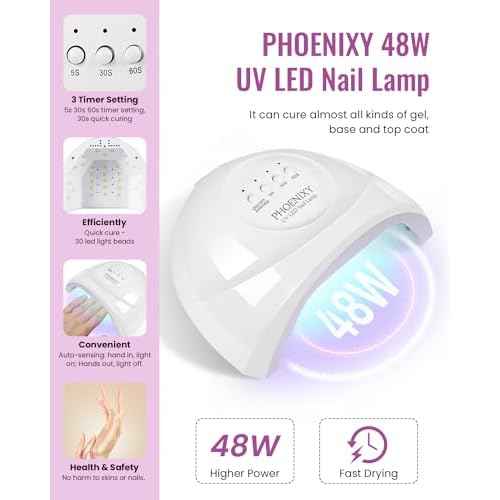 phoenixy 61 PCS Gel Nail Polish Kit with U V Light, 40 Basic Colors Collection Gel Nail Polish Set with 48W Nail Lamp Manicure Starter Gel Nail Kit Base Top Coat Christmas Gifts for Women