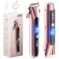 Bikini Trimmer for Women, 2-in-1 Electric Razor with Dual Heads, Ceramic Blade, Waterproof & Rechargeable, Painless Pubic Hair Shaver for Bikini, Underarm, Legs, Face | Gifts for Her - Rosegold