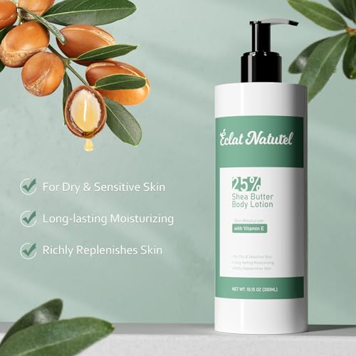 Shea Butter Body Lotion for Dry Skin, 25% Shea Butter Lotion with Vitamin E Moisturizer, Hydrating Nourishing Moisturizing Pump Body and Hand Cream, 10.15 Fl Oz (Package of 3)