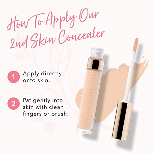 100% PURE 2nd Skin Concealer (Fruit Pigmented), Shade 2, Full Coverage, Lightweight, Liquid Concealer for Face, Under Eyes, Vegan Makeup (For Light-Medium Skin w/Neutral Undertones) - 0.17 Fl Oz
