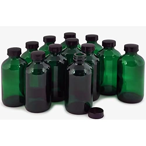 Vivaplex, 12, Green, 8 oz Glass Bottles, with Lids