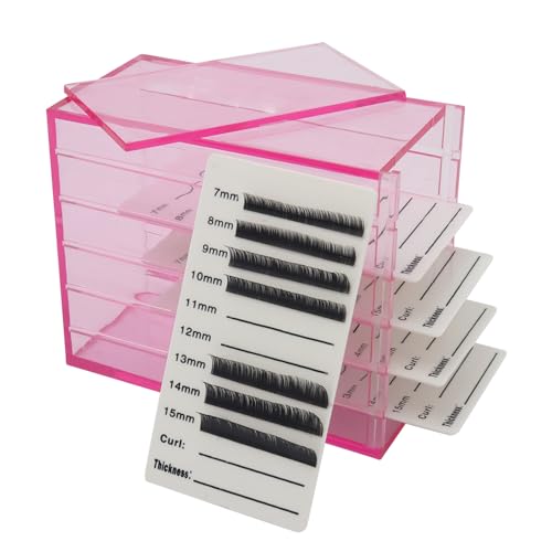 5 Layer Makeup Organizer Storage Box Clear Eyelash Storage Box Eyelashes Grafting Eyelash Extension Tool (Pink)