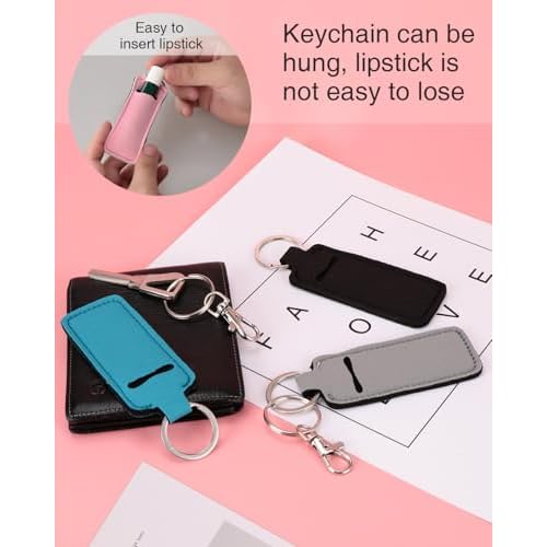 Chapstick Holder Keychain Lip Balm Holder Lipstick Sleeve Pouch Lip Gloss Holder Stocking Stuffers Gift for Women