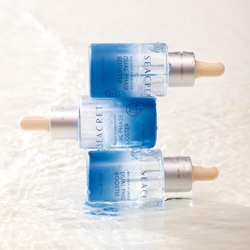 SEACRET Minerals Bio Skin Hydration Dual Phase Booster Facial Serum, Dead Sea Minerals, Jojoba, Argan, and Almond oils Deeply Hydrate, Daily Use, 1 Fl Oz / 30 ml