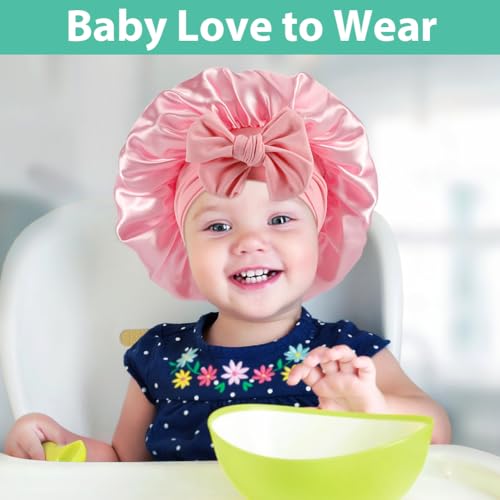4PCS Baby Satin Bonnet,Silk Bonnet for Kids,Kid Hair Bonnets for Sleeping,Kids Satin Bonnets for Girls Boys Toddler