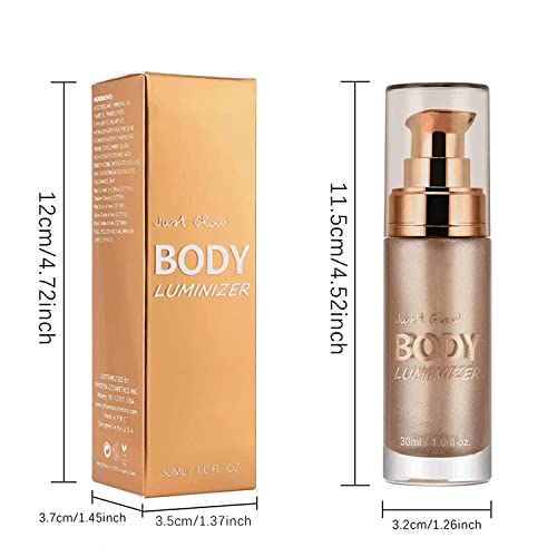 MAEPEOR Body Luminizer 6 Colors Waterproof Smooth Shimmer Face Glow Illuminator Non-sticky Liquid Highlight (30 ML, 04 Rose Gold)
