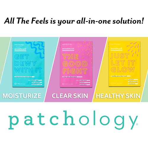 Patchology "All the Feels Sheet Masks - Hydrating Face Masks for dry skin and blotchy redness. Facial Sheet Mask Skincare Treatment to reduce puffiness, redness and wrinkles (3 Piece Set) (Pack of 2)