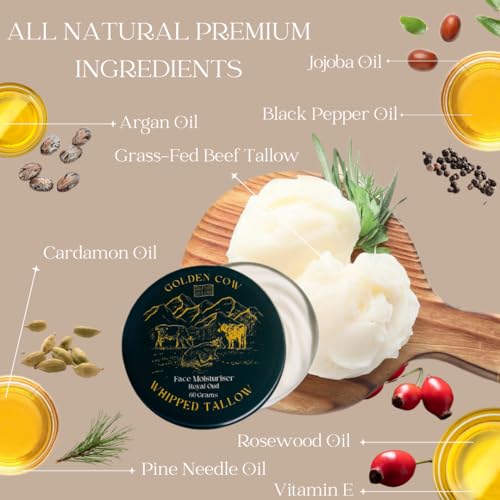 Beef Tallow Balm ? Organic Grass Fed Beef Tallow Face Cream & Moisturiser for Skin Care ? Hydrating Tallow Balm for Dry Skin ? Natural Organic Skincare with Grass Fed Beef Tallow for Face (100g)