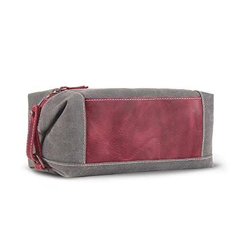 Londo Toiletry Bag Genuine Leather and Canvas Travel Toiletry Bag Dopp Kit - Unisex