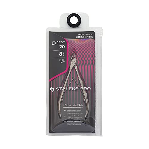 Staleks EXPERT 20 Cuticle Nippers 8 mm ? Inclined Blades with Protrusion ? Compact Straight Handles for Small Hands