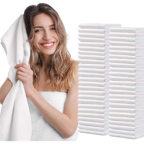 Disposable Bath Hair Drying Towels, 50 Count Super Absorbent Large Luxury Towels, Salon & Spa Yoga Camping Trips for Hair, Face, Body 16" x 31.5"