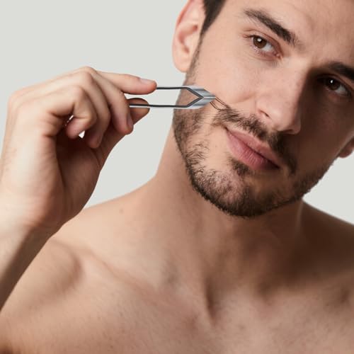 18mm Wide Tweezers for Men - Slant Tip Facial Hair Removal for Precision Beard & Chin Hair - Professional Grade with Case