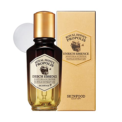 SKINFOOD Royal Honey Propolis Enrich Essence - 63% Black Bee Propolis & 10% Royal Jelly Extract Face Serum - Propolis Serum for Skin, Valentine Day Gift - 1.69 Fl. Oz. (50mL)