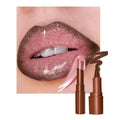 Lip Combo Set, Brown Matte Lip Liner Pencil & Pink Glitter Lipstick Kit, High Shine Highly Pigmented, Nourishing Moisturizing, Long Lasting Plumping Shimmer Lips Gloss Stain, Makeup Gift for Women-01