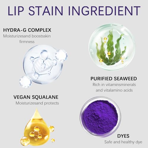 QueenDiary lip stain peel off lip gloss all day long lasting Waterproof and Transferproof lip tint - matte finish peel off lip liner (06#Natural)