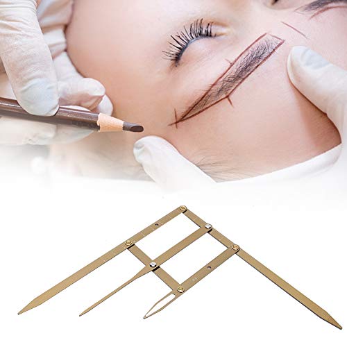 Eyebrow Ruler, Microblading Tattoo Eyebrow Ruler Positioning Measurement Tattoo Calipers, Eyebrow Measure Tool Golden Ratio Makeup Symmetrical Tool Accessory(gold)