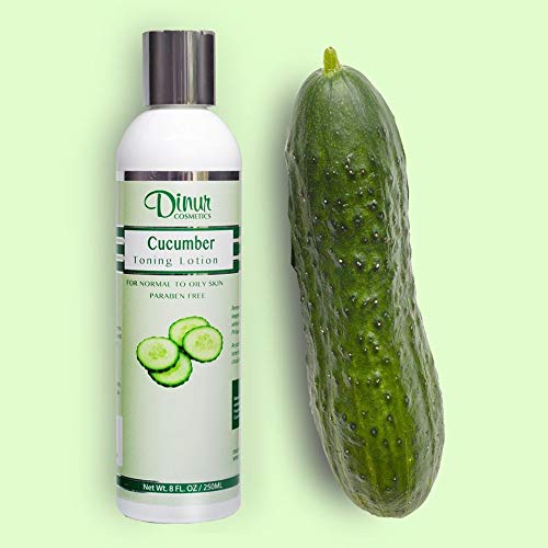 Dinur Cosmetics Cucumber Toning Lotion for Normal to Oily Skin Natural Hydrating Toner Helps to Store Skin Natural pH Balance Tightens Pores Refreshing Skin Healthy Glow 8 fl. oz. 250 ml.