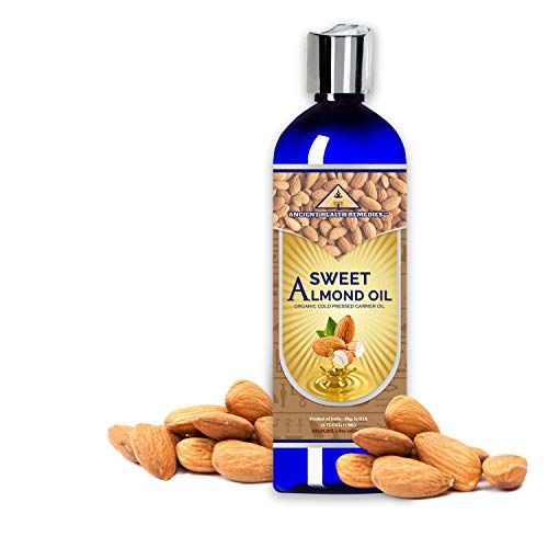 ANCIENT HEALTH REMEDIES All-Natural Cold Pressed SWEET ALMOND CARRIER OIL Greatly Priced Bulk Wholesale Oil For Beauty Skin Moisturizing DIY Body Butter,Hair & Skin Care Darkening (16 oz)