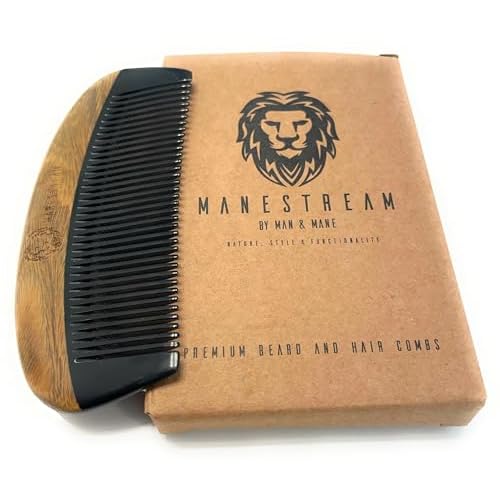 Premium Natural Ox horn and Sandalwood Beard Mustache Comb | Perfect Grooming Companion & Gift for Men ? by Man & Mane