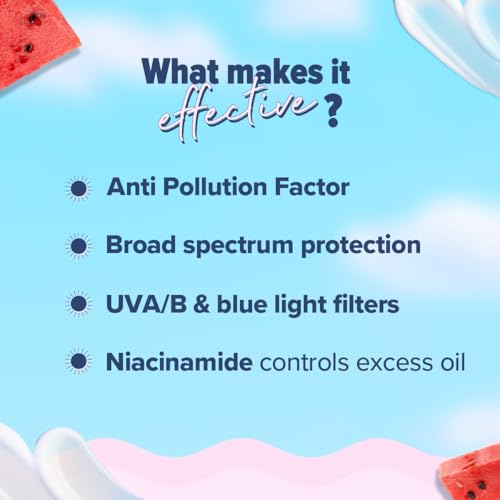 Aqualogica Radiance+ Dewy Face Sunscreen with SPF 50+ & PA+++ | Broad Spectrum Protection & No White Cast | Helps Give Healthy Skin with Watermelon & Niacinamide | 2.82 Oz/80g