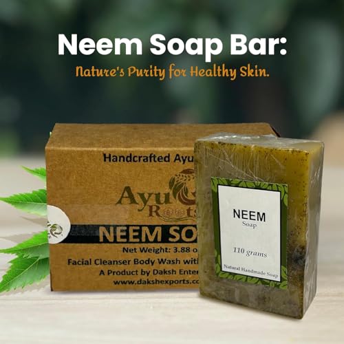 Ayurvedic Neem Soap Bar, crafted with authentic Indian craftsmanship.3.88 oz of naturally handmade vegan soap for the face and body (2)