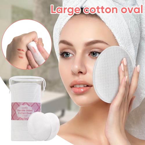 Large Oval Cotton Pads, 280 Count, 3-Layer Dual Textured Design, Lint-Free and Extra Soft, Ideal for Makeup Removal, Facial Cleansing, Toner Application, and Skincare for All Skin Types
