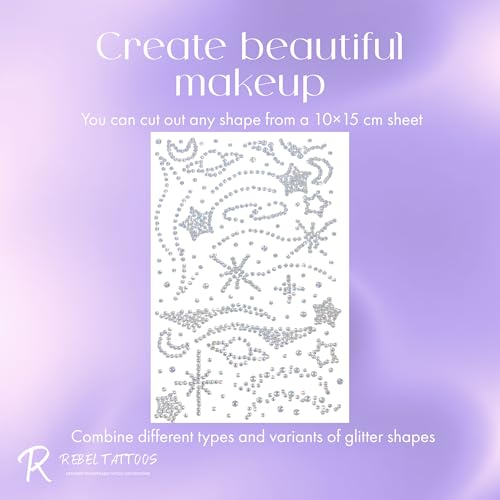 Rave Face and Face Stickers with Rhinestones for Face Body and Hairs (Transparent Space)