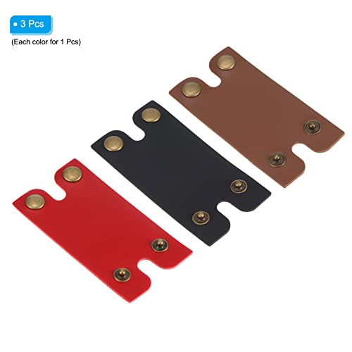 PATIKIL Leather Razor Head Protecting Cover, 3-in-1 Safety Razor Head Protecting Sheath Shaver Tip Cover for Travel, Red Black Brown