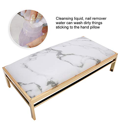 Nail Art Hand Pillow, Stylish and Elegant PU Leather Manicure Arm Rest Cushion, Anti-Slip and Soft Hand Cushion for Nail Art Salon Home, Nail Art Equipment Tools(Marble)