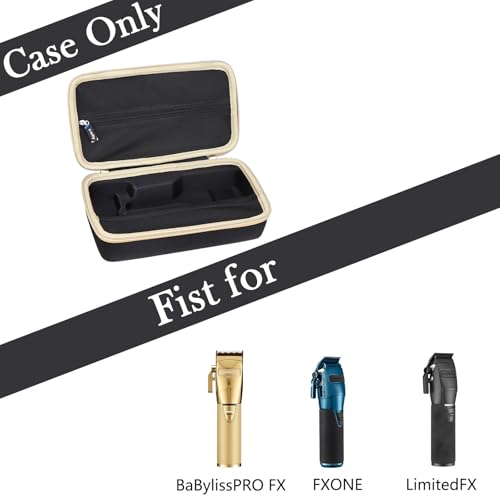 Case for BaBylissPRO FXONE/FX+ Professional Cord/Cordless Hair Clipper - Hard Protective Travel Carrying Storage Organizer Bag (Black & Golden)