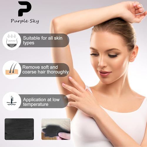 PURPLESKY 5lbs Hard Wax Beads Bulk, Professional Hair Removal Wax Kit for Coarse Hair & Sensitive Skin, Low Temperature, Microwavable, Painless Brazilian, Bikini, Face, Leg, Body Home Use, Black