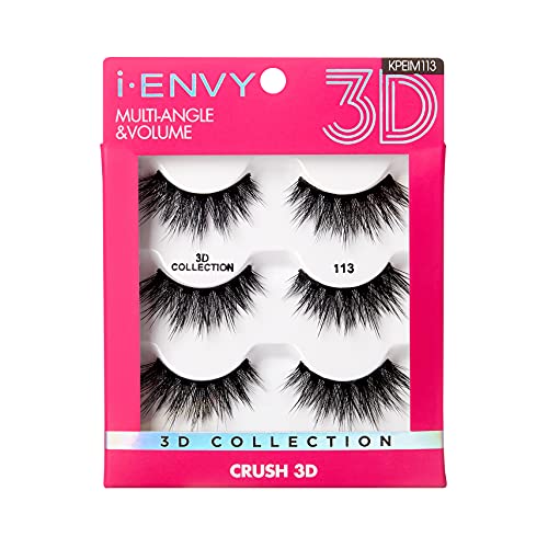 iEnvy False Eyelashes 3 Pairs Fluffy and Natural Multiangle and Volume Faux Mink Lashes (13) (Pack of 2)