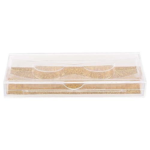 JAPCHET 40 Pack 4.3x2 Inch Transparent Empty Eyelash Cases, Plastic Eyelash Case with Eyelash Tray and Gold Glitter Card Paper, False Eyelash Storage Box Case for Makeup Artists, Women