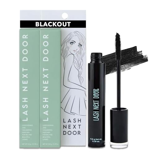 Lash Next Door Blackout Water Resistant Mascara by Brooklyn & Bailey ? Volume and Length, Smudge Proof, No Clump Eye Makeup for Women (2-Pack, 0.39 oz Each)