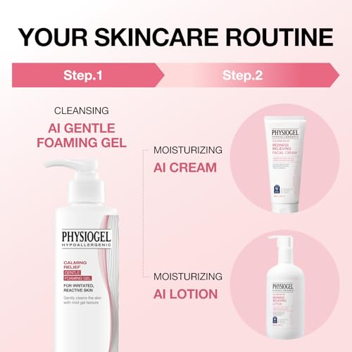 PHYSIOGEL Calming Relief GENTLE FOAMING face wash for Sensitive Skin, Hydrating Facial Cleanser With Cermaide NP, Sulfate Free, Hypoallergenic, Korean Skin care, 6.0 fl.oz