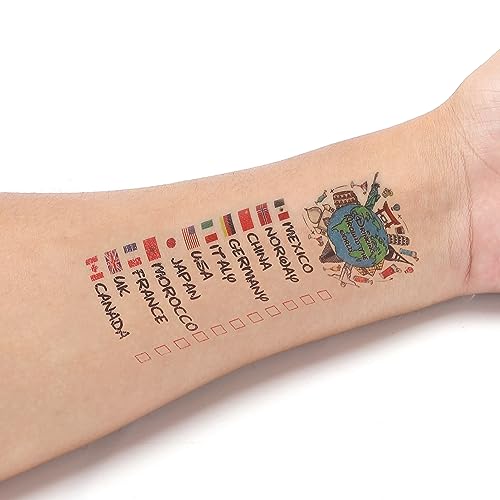 Drinking Around The World - Pack Of 4 Tattoo - Perfect For Trip To Epcot