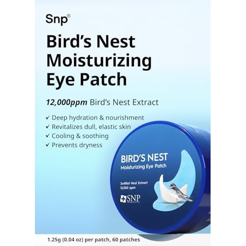 Snp 12,000ppm Bird's Nest + Hyaluronic Acid Eye Patch | Hydrating and Cooling for All Skin Types | Maximum Hydration Eye Patches | Korean Skincare Eye Mask | 60 Patches