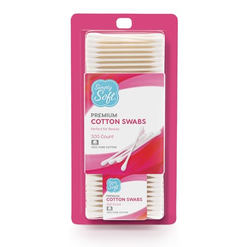 Simply Soft Cotton Tip Applicators, Cotton Swabs with Double Round Tips, For Hygiene & Beauty Care, 300 Count (Pack of 4)